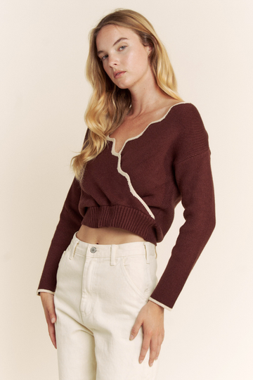 Cass Constrast Sweater - Brown