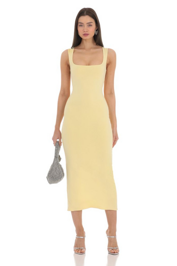 Lost Era Bodycon Midi Dress - Yellow