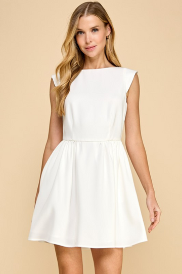 Kendra Boatneck Dress - White
