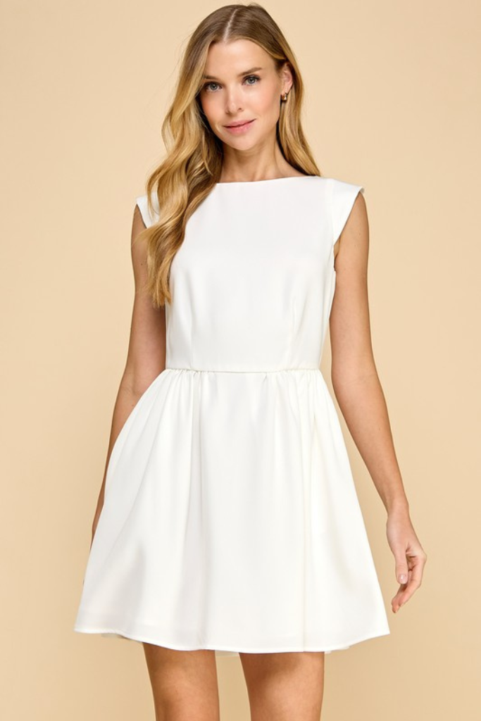 Kendra Boatneck Dress - White