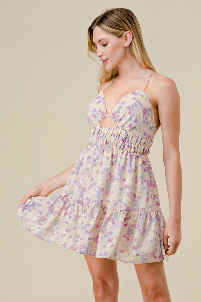 Heart Haven Floral Dress - Purple