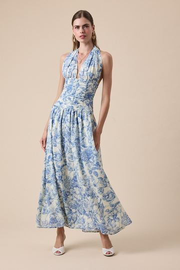 Never Again Floral Maxi Dress - Blue