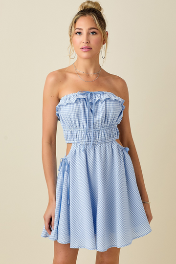 Hadleigh Gingham Dress - Blue/White