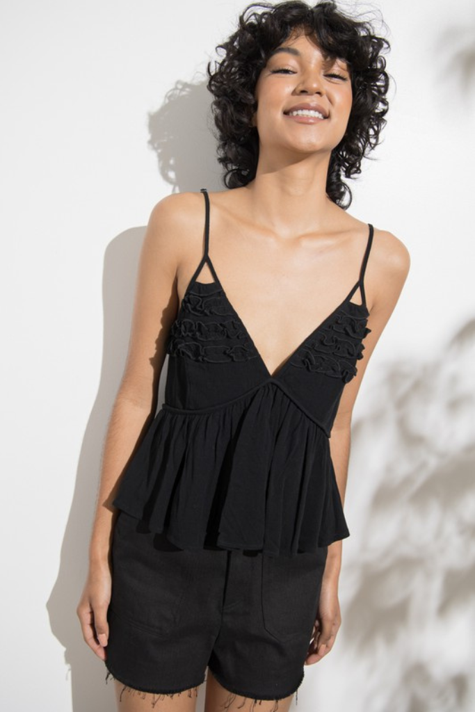 In Bloom Peplum Top - Black
