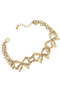 Adina Bow Layered Chain Link Bracelet in Worn Gold