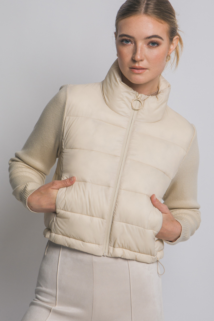Sweet Cascade Quilted Jacket - Cream