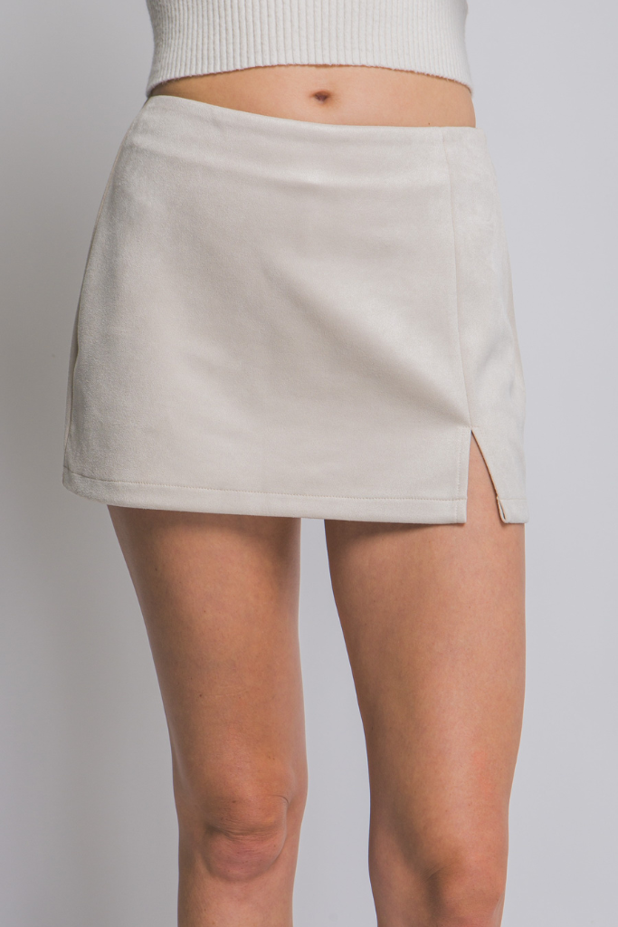 Fallen Grace Suede Skort - Ivory