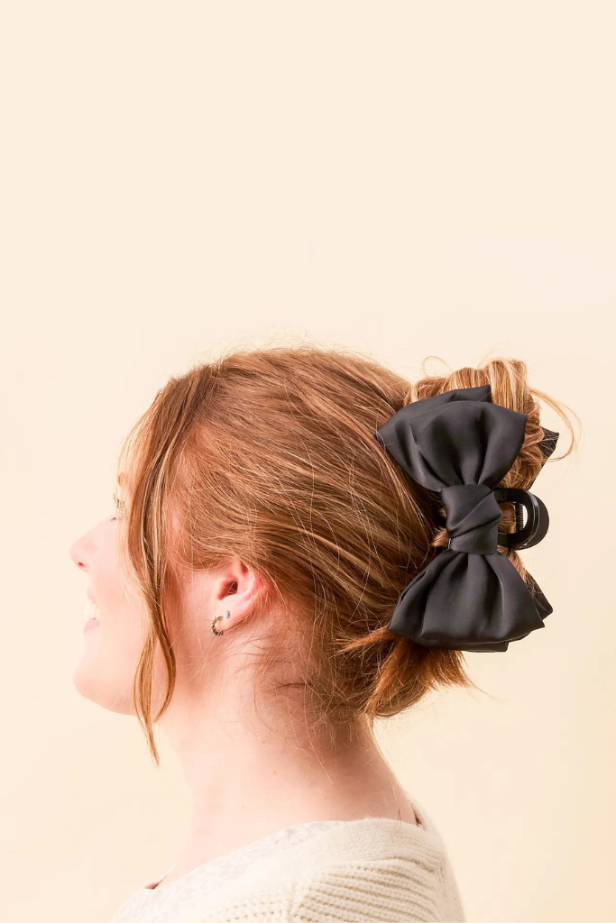 Satin Bow Clip - Black