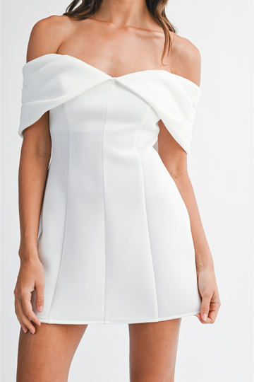 Leana Off Shoulder Dress - White