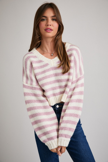 Still Believe Striped Sweater - White/Pink