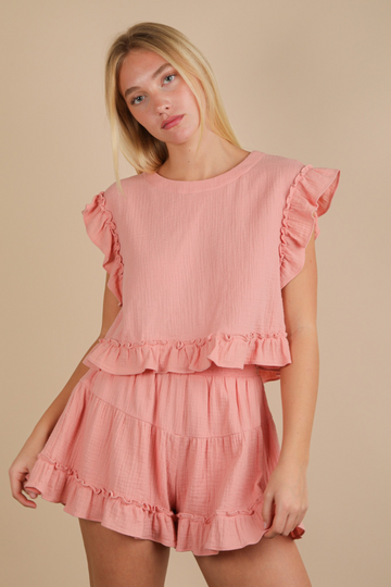 Fate Lines Ruffle Shorts - Blush