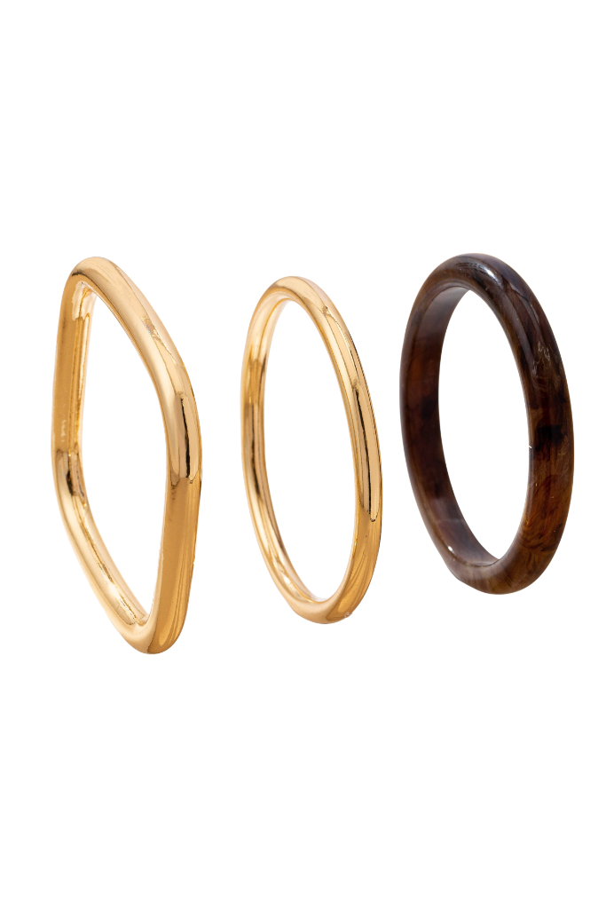 Natural Element Bangle Trio Set - Gold