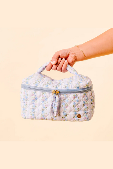 Glam & Glow Makeup Bag - Petal Paradise Blue