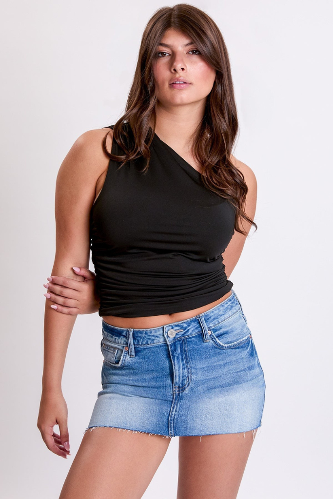 Love Bug Denim Mini Skirt - Medium Wash