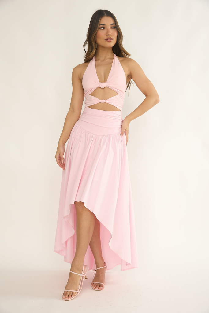 In Power Cutout Maxi Dress - Light Pink