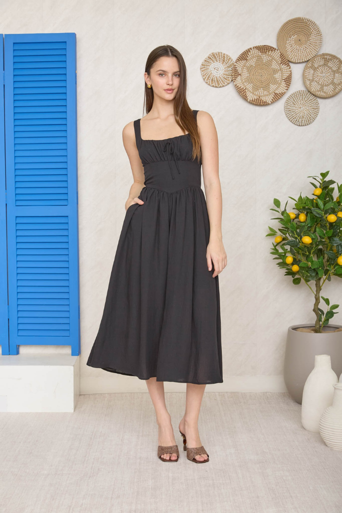Forever Beauty Corset Midi Dress - Black