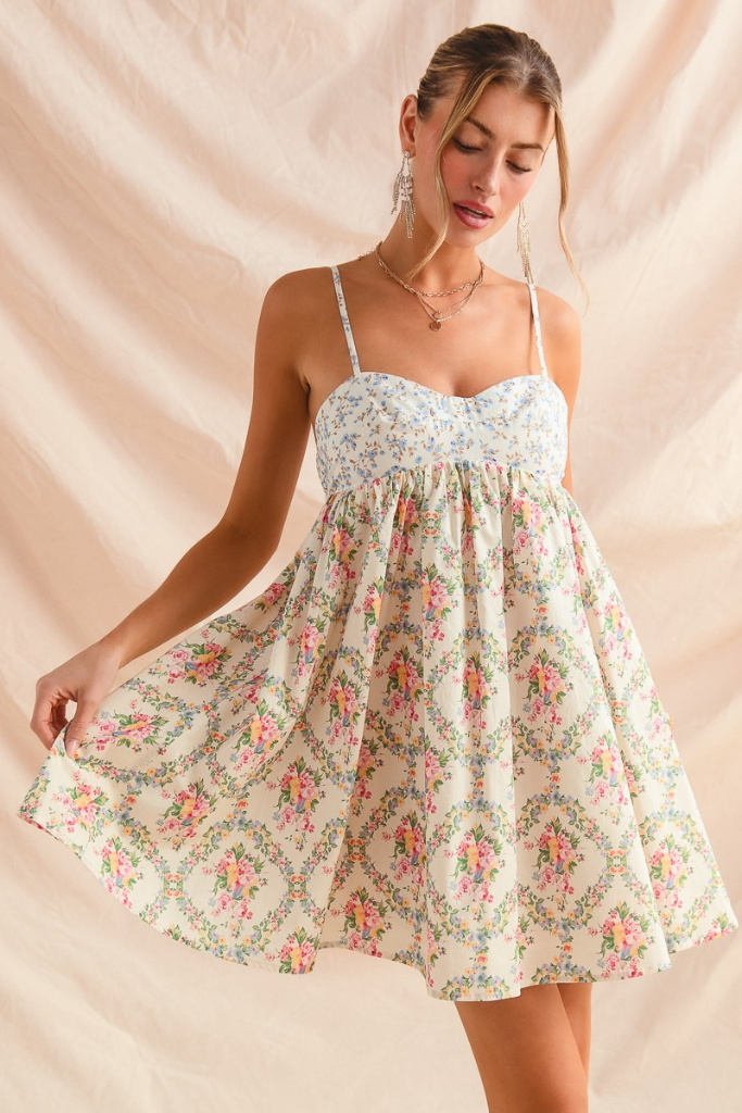 Endless Love Floral Dress- Cream Multi