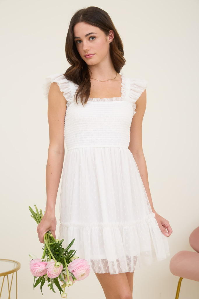 Lauren Polka Dot Dress - White