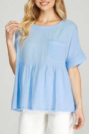 Build Bold Babydoll Top - Light Blue
