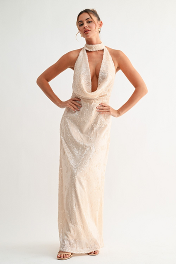 Persephany Shimmered Maxi Dress - Ivory