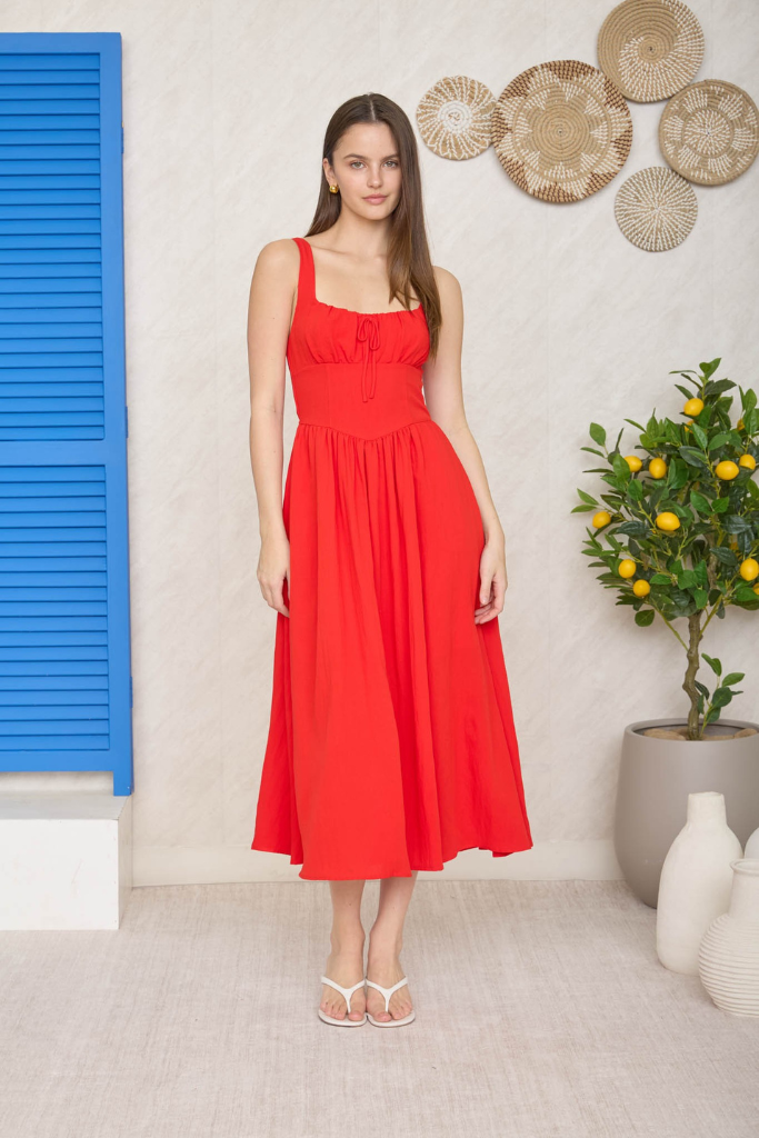 Forever Beauty Corset Dress - Red