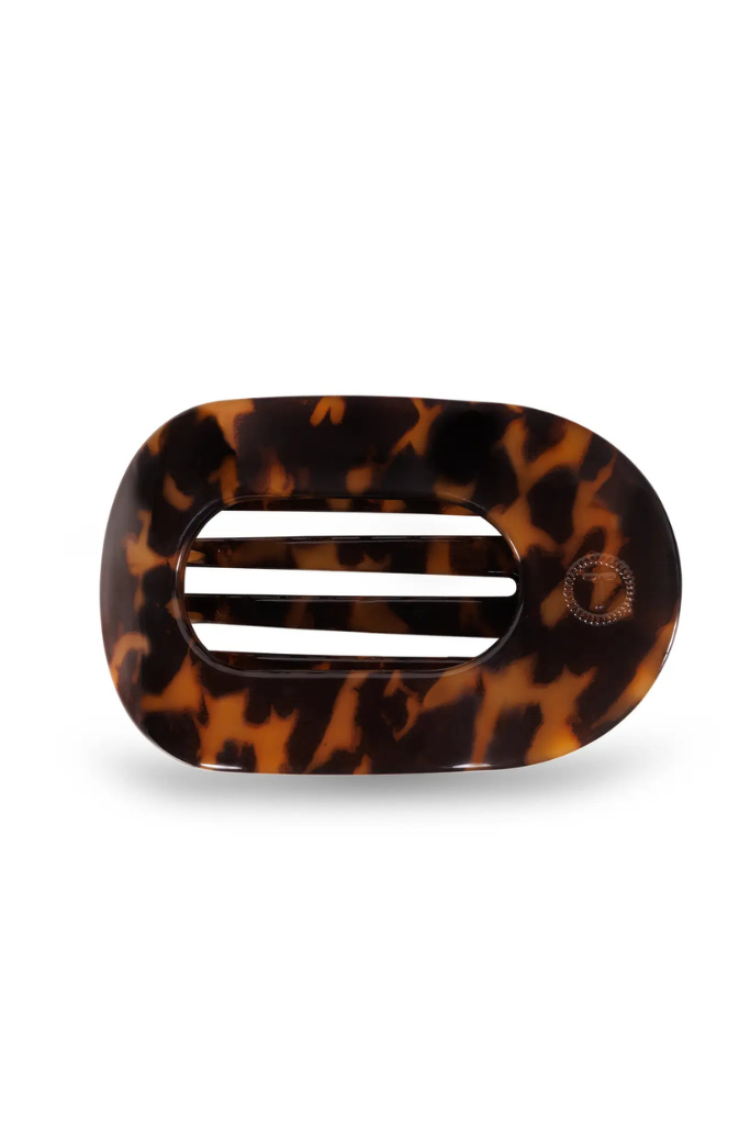 Teletie Flat Round Medium Clip - Tortoise
