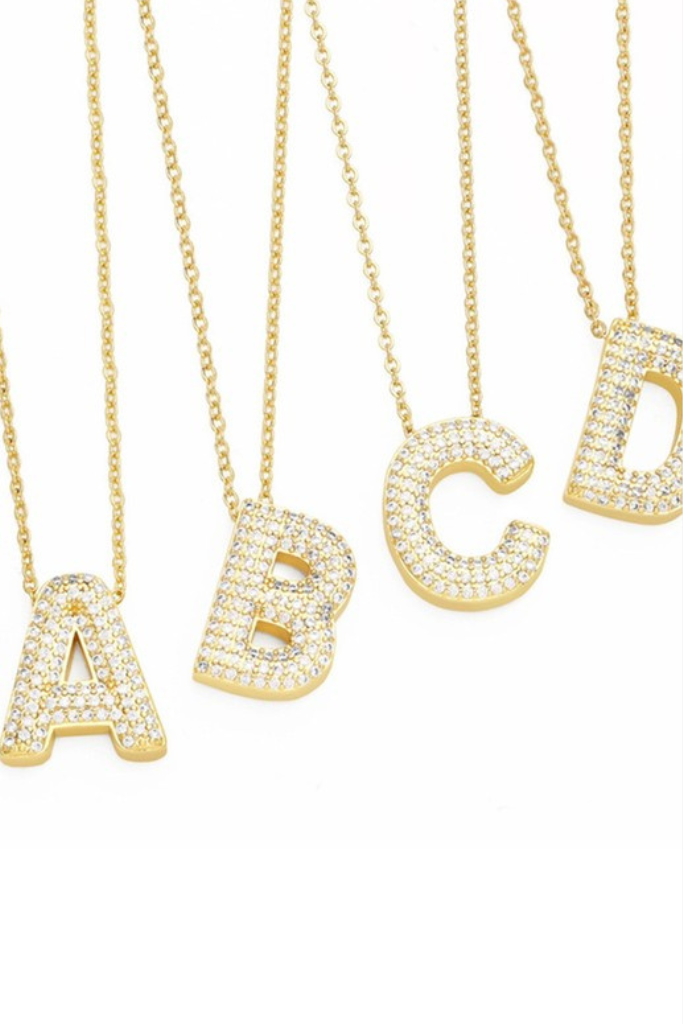 Diamond Initial Necklace- Gold