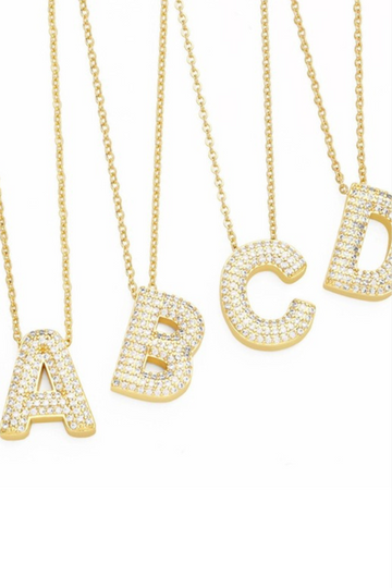 Diamond Initial Necklace- Gold