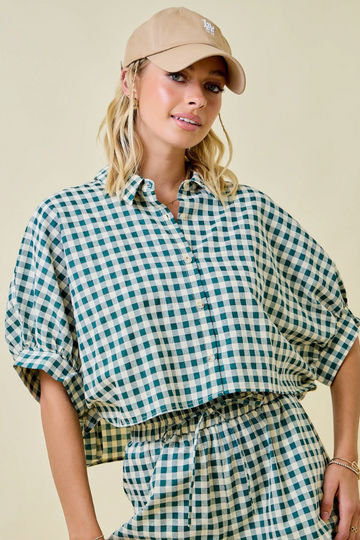 Sawyer Gingham Crop Top - Hunter Green