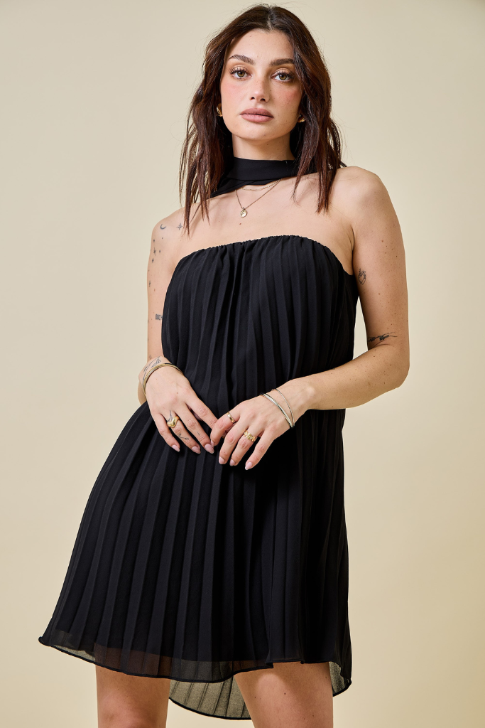 Nattalie Pleated Dress - Black