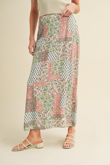 Violetta Printed Maxi Skirt - Pink/Mint