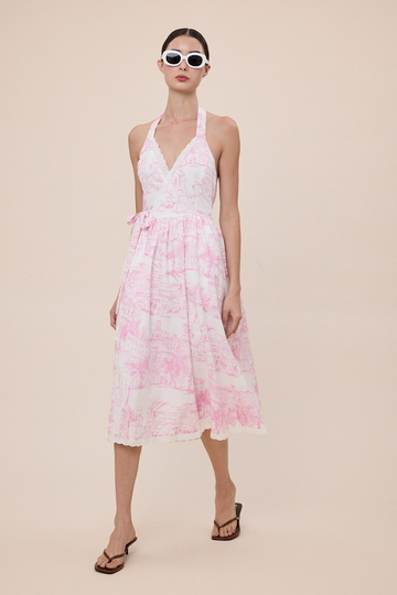 Back Down Floral Midi Dress - Pink
