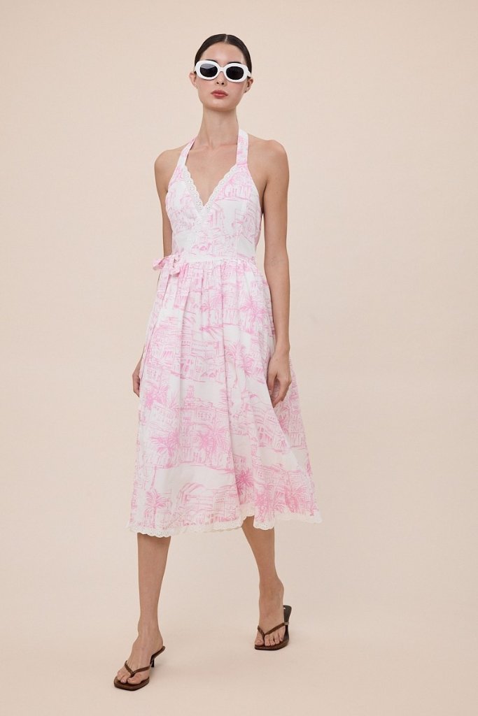 Back Down Floral Midi Dress - Pink