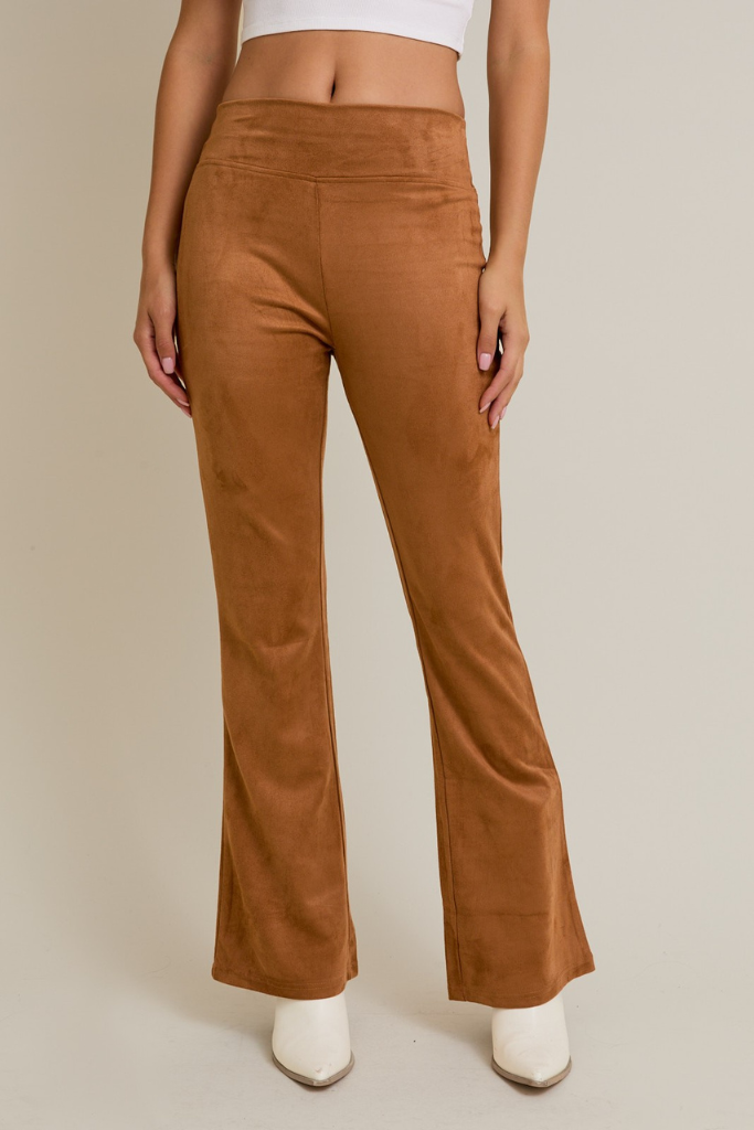 Perfect Suede Flare Leggings -  Tan