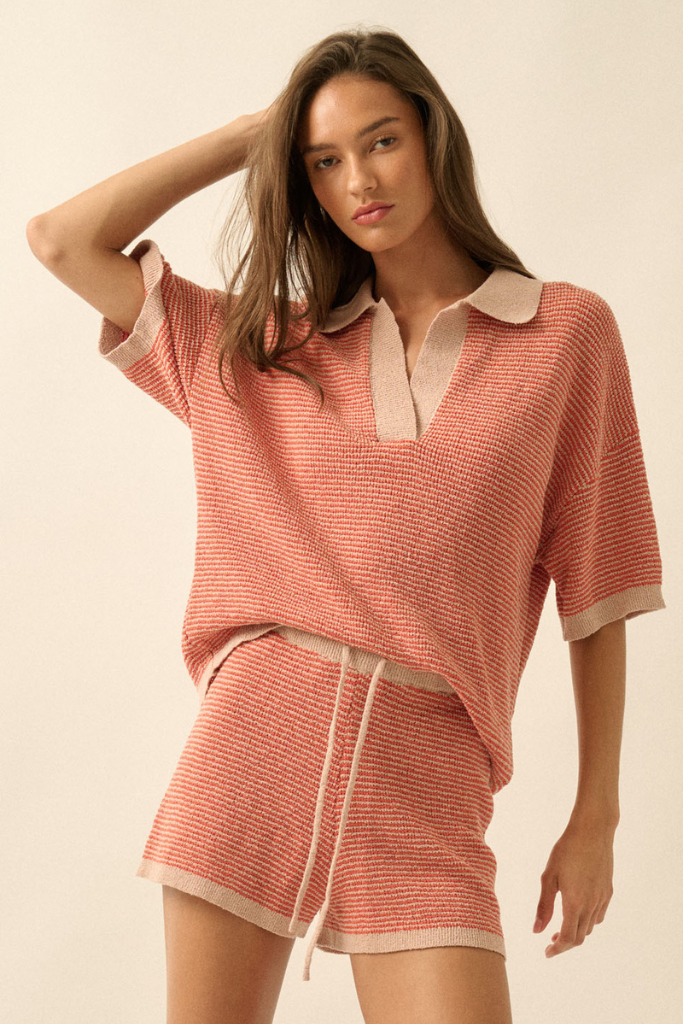 How Nice Ribbed Top - Blush/Honey