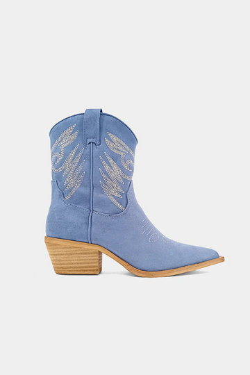 Zahara Suede Cowgirl Boot - Blue