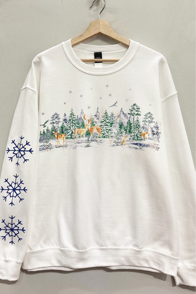 Snowflake Holiday Sweatshirt - White