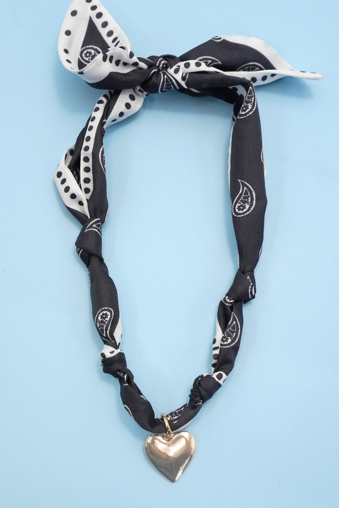 Percie Scarf Necklace - Black Paisley