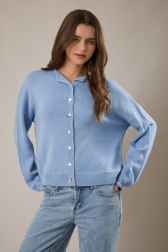 Double Down Cardigan - Blue