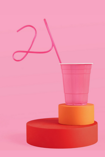 21st Birthday Straw- Pink