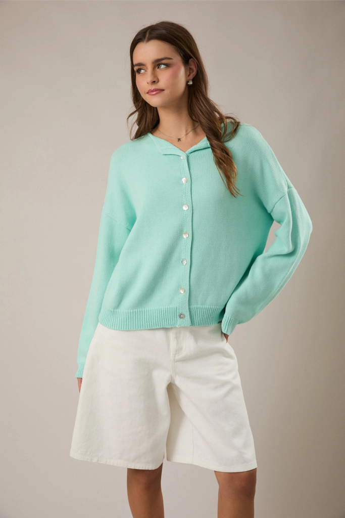 Double Down Cardigan - Mint