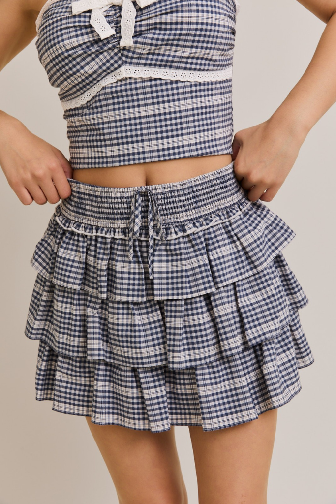 Touch Down Skirt - Navy/White