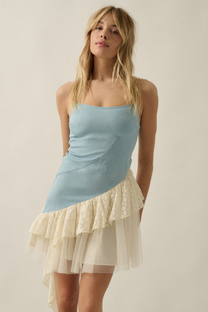 Daily Love Ruffle Mini Dress - Denim