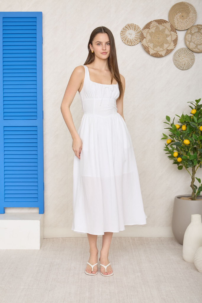 Forever Beauty Corset Midi Dress - White
