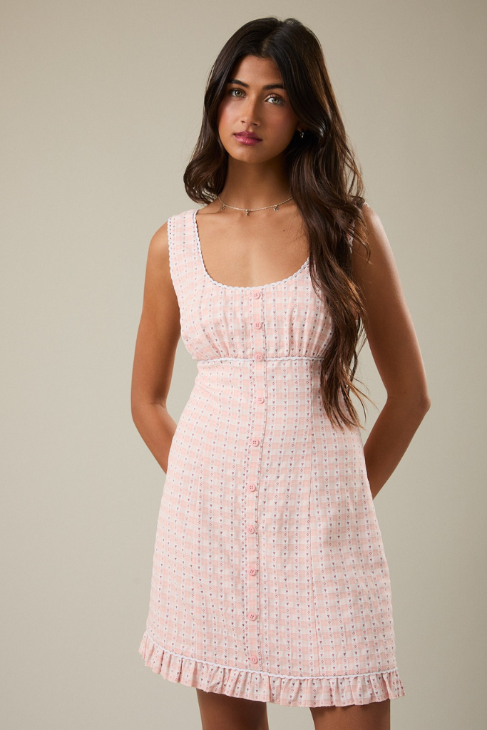 One Shot Checkered Dress - Pink/White