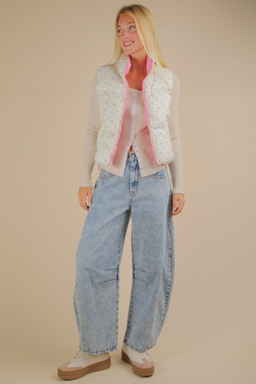 Warm Layers Floral Vest  - Pink