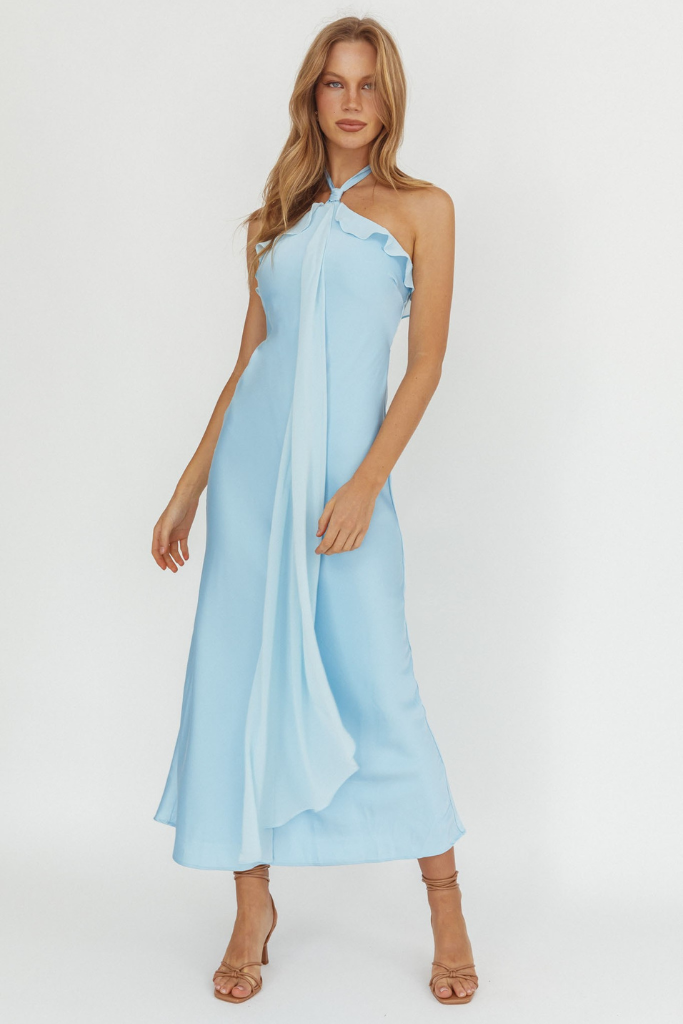 Fame Game Midi Dress - Baby Blue