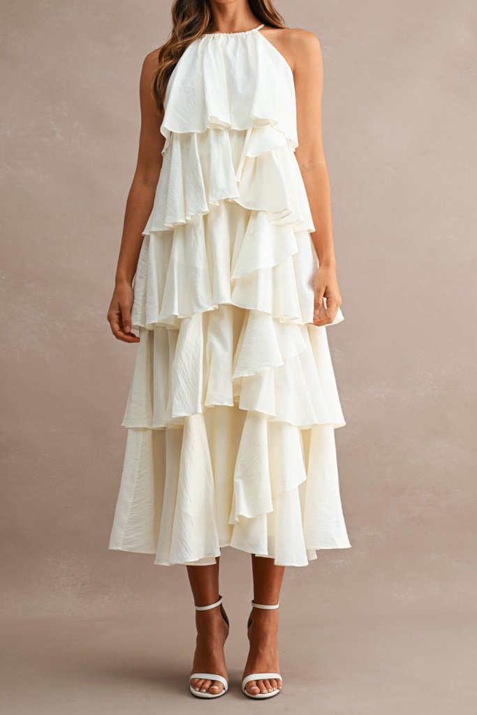 Layered Beauty Tiered Midi Dress - Cream