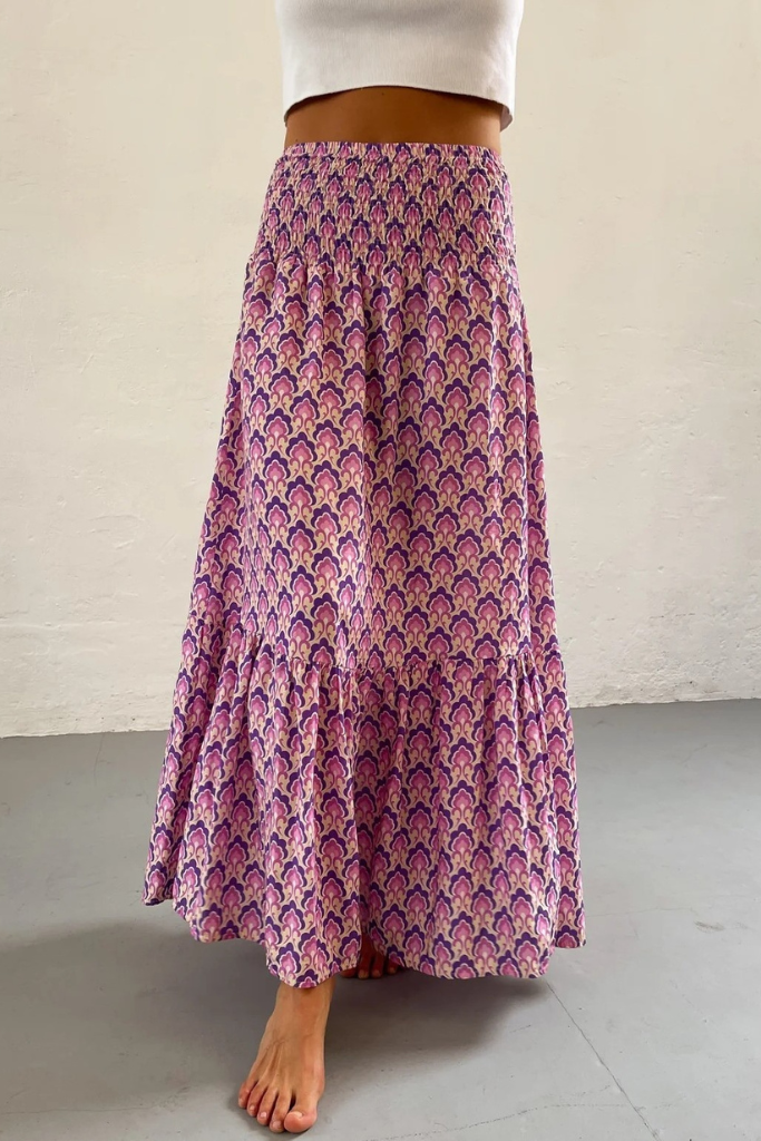 Silent Spring Printed Maxi Skirt - Purple Mutli