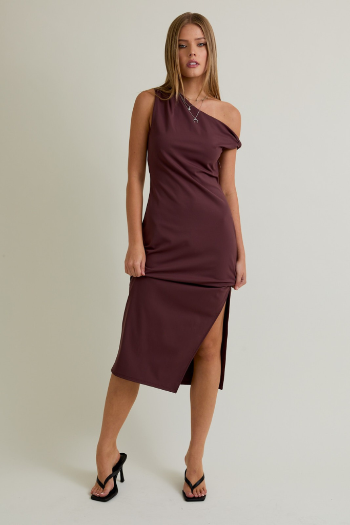 Cute On Cue Midi Dress - Chocolate